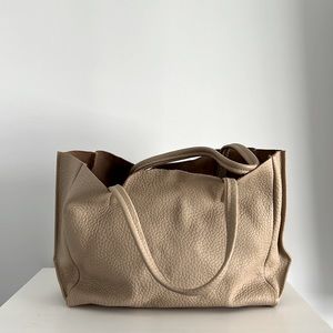 Ampersand as Apostrophe Leather Half-Tote in Tan.